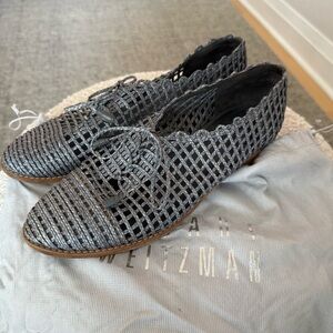 Stuart Weitzman Women's Straw Mesh Oxford Loafers